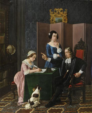 Giacomo Mantegazza 1853-1920 "Milton detta il Paradiso Perduto" cm. 96x77 -...