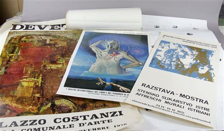Lotto di 46 manifesti pubblicitari di mostre d'arte. Varie misure.