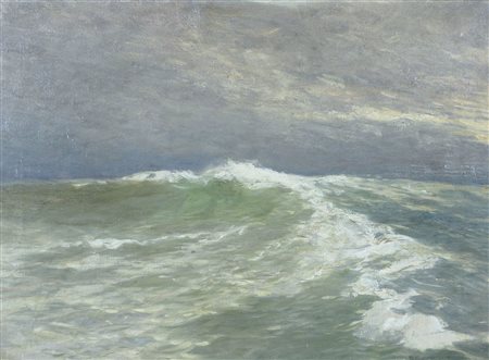 Giuseppe Garzolini Trieste 1850-1938 "Mareggiata" cm. 40x55 - olio su tela...