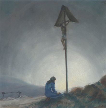 Romeo Marsi Pola 1909-Trieste1944 "Solitudine" cm. 56x56 - olio su cartone...