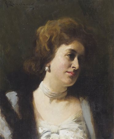 Giovanni Zangrando Trieste 1867-1941 "Gentildonna in posa" cm. 58x47 - olio...