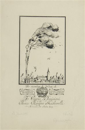 Paolo Caccia Dominioni 1896-1992 "Per ricordare le nozze" cm. 30x20 - china...