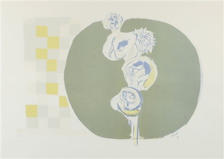 Bruno Saetti 1902-1984 "Fiore" cm. 50x70 - litografia a colori Firmato b. a...