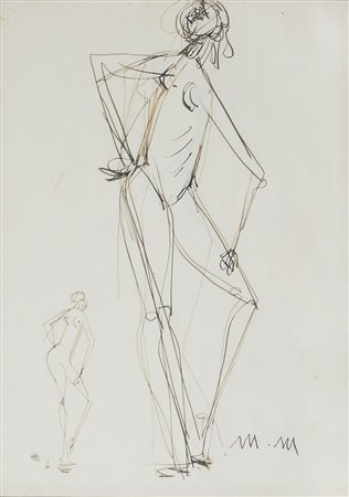 Marcello Mascherini Udine 1906-Trieste 1983 "Figure" cm. 31x22 - disegno a...