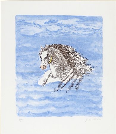 Giorgio de Chirico Volos 1888-Roma 1978 "Cavallo" cm. 50x40 - litografia a...