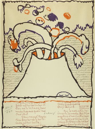 Pierre Alechinsky 1927 "Senza titolo" cm. 66x50 - serigrafia a colori Firmato...