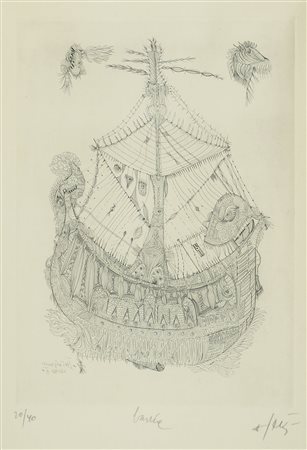 Salvador Dalì Spagna 1904-1989 "Barche" cm. 60x47 - litografia Firmato b. a...