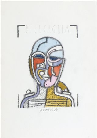 Bruno Chersicla 1937-2013 "RDM Luigi Bilucaglia" cm. 28x19 - matite colorate...