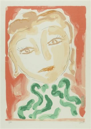 Virgilio Guidi Roma 1891-Venezia 1984 "Volto" cm. 70x50 - litografia a colori...
