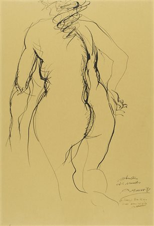 Augusto Murer 1922-1985 "Studio di nudo" cm. 50x34 - tecnica mista su cartone...