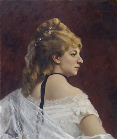 Maestro del XIX secolo "Gentildonna di schiena" cm. 66x56 - olio su tela...