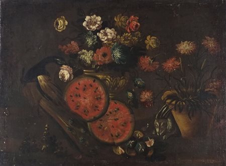 Maestro napoletano del XVIII secolo "Natura morta" cm. 76x102 - olio su tela...