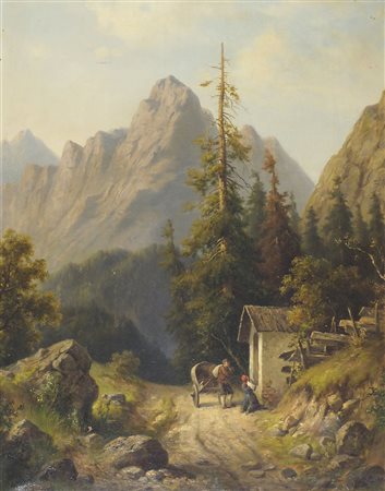 Pittore del XIX secolo "Ritorno verso casa" cm. 65x50 - olio su tela