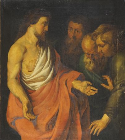 Maestro del XIX secolo copia da Rubens "Scena sacra con santi" cm. 72x62 -...