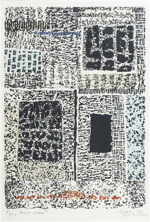 Luigi Spacal Trieste 1908-2000 "Muro carsico" cm. 50x37 - incisione a colori...