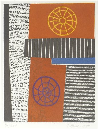 Luigi Spacal Trieste 1908-2000 "Ruote" cm. 46x35 - incisione a colori Firmato...