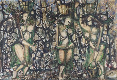 Klavdij Palcic 1940 "Riposo degli eroi" cm. 68x98 - tecnica mista su cartone...