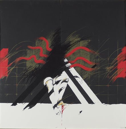 Klavdij Palcic 1940 "Icaro" cm. 70x70 - litografia a colori Firmato b. a d. e...