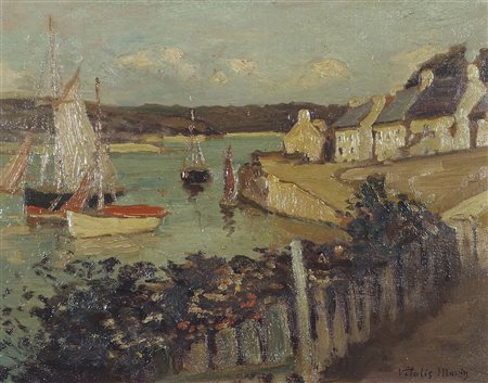 Pittore del '900 " Rocce dell'isola di White, Inghilterra" cm. 30x36 - olio...