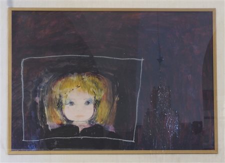 Sergio Altieri 1930 "Ragazzina" cm. 50x70 - olio su faesite Firmato b. a d.