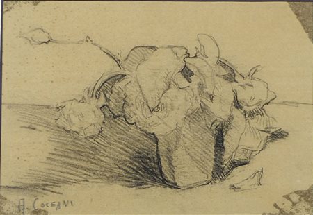 Antonio Coceani Udine 1894-1980 "Vaso di fiori" cm. 12x17 - matita su carta...