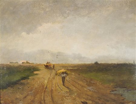 Giuseppe Pogna Trieste 1845-1907 "Paesaggio" cm. 28x35 - olio su cartone...