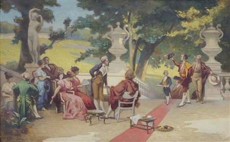 Giovanni Zangrando 1869-1941 "Festa a Palazzo" cm. 100x160 - olio su tela...