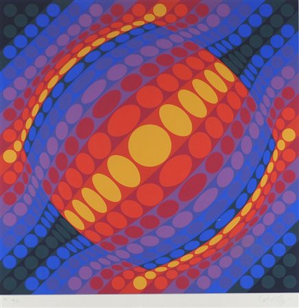 Victor Vasarely 1906-1997 "Composizione cinetica" cm. 77x77 - serigrafia a...