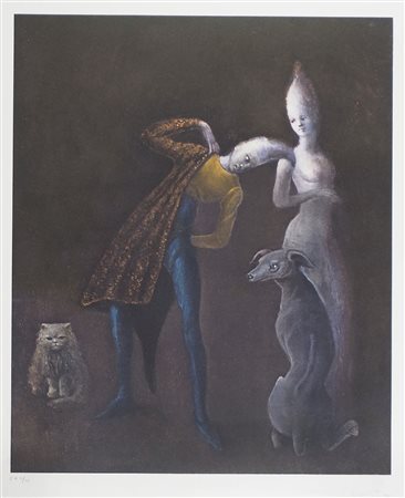 Leonor Fini Buenos Aires 1908-Parigi 1996 "Scena teatrale" cm. 70x50 -...
