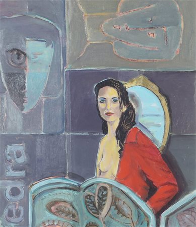 Lino Lanaro Lotto di 2 oli su compensato raffiguranti modelle in posa, cm....