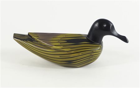 Venini: anatra in vetro, Firma incisa Venini Italia 72". Lung. cm. 32.