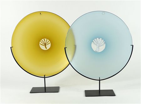 Venini: lotto di 4 piatti della serie "le 4 stagioni" in vetro con murrine...