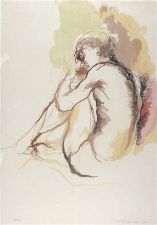 Augusto Murer 1922-1985 "Figura" cm. 70x50 - litografia a colori Firmato b. a...