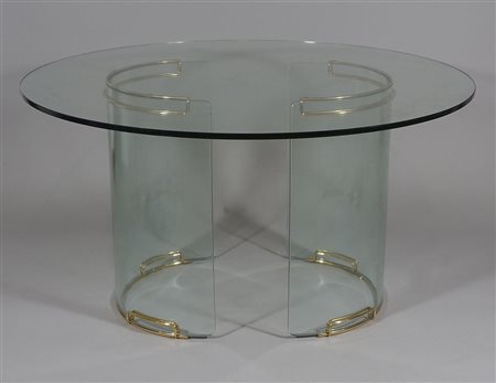 Gallotti & Radice: tavolo rotondo con piano in cristallo modello Adam,...