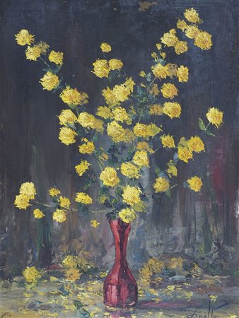 Spello "Fiori sul tavolo" cm. 83x54 - olio su tavola Firmato b. a d.