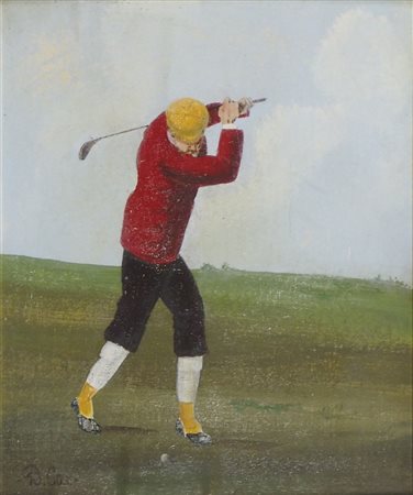 Pittore del '900 "Giocatore di golf" cm- 25x20 - olio su tela