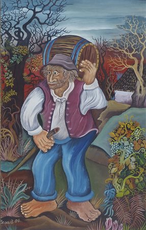 Pittore del '900 "Prima della vendemmia" cm. 65x40 - olio su tavola Firmato...