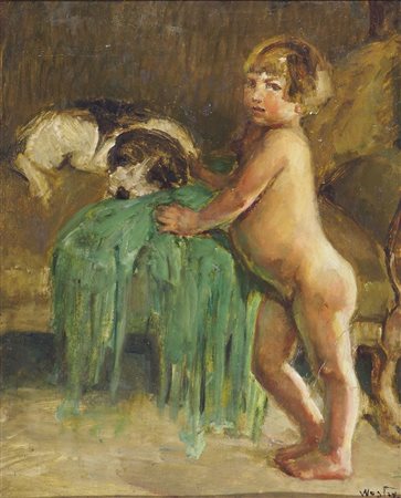 Pittore del '900 "Modelli in posa" cm. 58x48 - olio su cartone