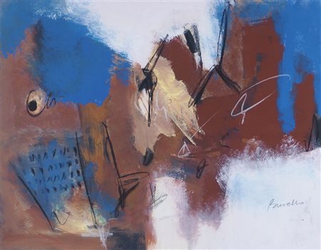 Ivana Burello 1963 "Comopsizione" cm. 45x55 - tecnica mista Firmato b. a d.