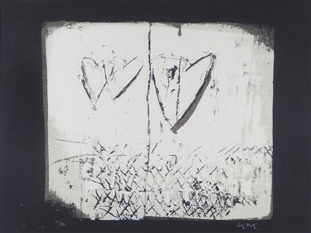 Giorgio Celiberti Udine 1929 "Cuori" cm. 80x60 - litografia Firmato b. a d....