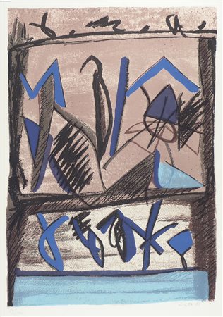 Riccardo Licata 1929-2014 "Composizione" cm. 70x50 - litografia a colori...