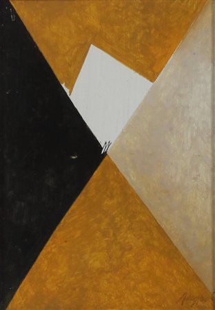 PIERO RUGGERI, Diagonale giallo e nero, Olio su tavola Anno 1974 Dim. 20x14...