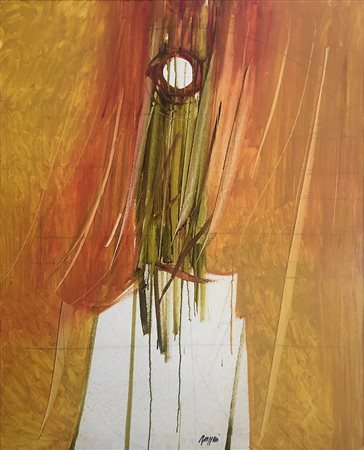 PIERO RUGGERI, Figura, Olio su tela Anni 70 Dim. 100x70 Al verso tecnica,...