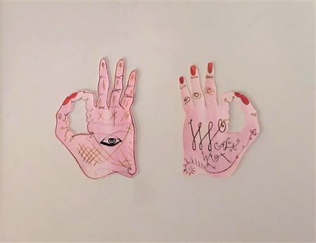 LUIGI ONTANI, Senza titolo, Tecncia mista su carta Dim. 50x70 Autentica su...