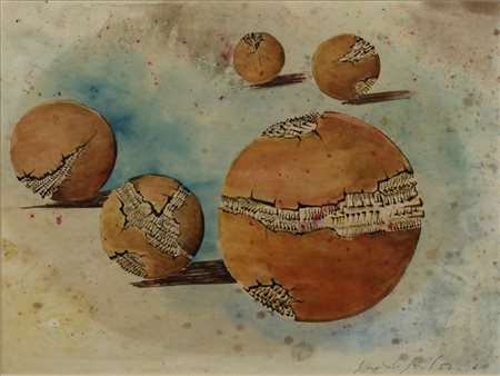 ARNALDO POMODORO, Senza titolo, China e acquerello su carta Anno 1964 Dim....