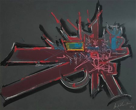 GEORGES MATHIEU, Ghythion, Olio su tela Anno 1976 Dim. 60x73 Certificato di...