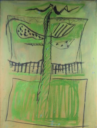 RICCARDO LICATA, Composizione, Olio e tecnica mista su carta intelata Anno...