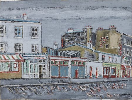 ORFEO TAMBURI, Case al Quai de Valmy, Olio su tela Anno 1982 Dim. 50x70...