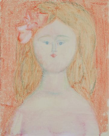 ANTONIO BUENO, fanciulla bionda, Olio e pastelli su carta Anno 1968 Dim....