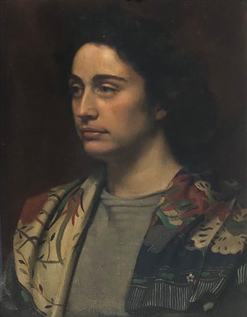 PIETRO ANNIGONI, Ritratto, Olio su tela Anni 50 Dim. 53X39 Firmato in basso a dx